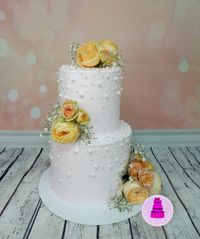 Torte Crem-rosa echte Blumen (11)